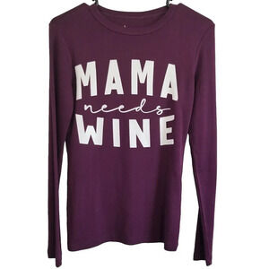 A new day Xsmall Long Sleeve Plum purple Color Mamma needs Wine tshirt Womens